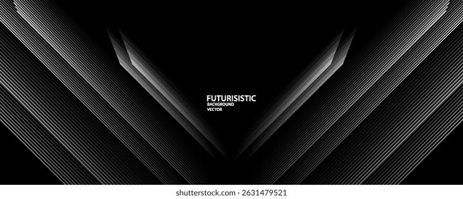 3D techno abstract background overlap layer on dark space with glowing white lines shape decoration. Modern graphic design element future style concept for banner, flyer, card, or brochure cover