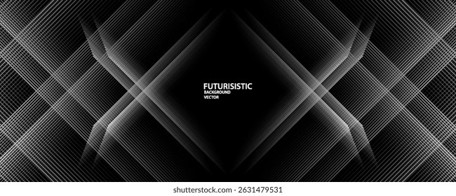 3D techno abstract background overlap layer on dark space with glowing white lines shape decoration. Modern graphic design element future style concept for banner, flyer, card, or brochure cover