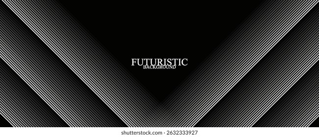 3D techno abstract background overlap layer on dark space with glowing white lines shape decoration. Modern graphic design element future style concept for banner, flyer, card, or brochure cover