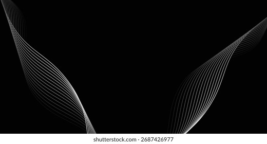 3D techno abstract background overlap layer on dark space with glowing white lines shape decoration. Modern graphic design element future style concept for banner, flyer, card, or brochure cover