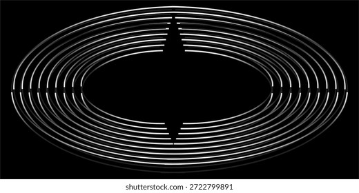 Capa de traslape de fondo abstracto techno 3D en el espacio oscuro con la decoración brillante de la forma de los círculos blancos para el Anuncio, volante, líneas de flujo del Vector de la tarjeta
