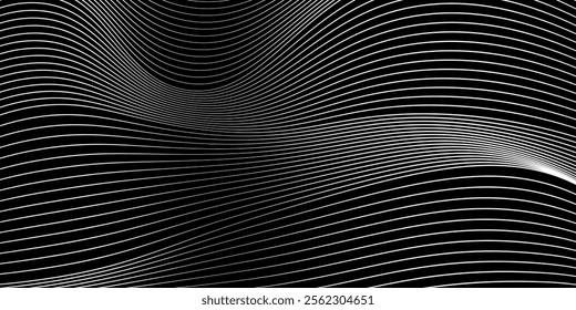 3D techno abstract background with overlapping layers in dark space with glowing white line shapes decoration, eps10.