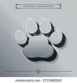 Icono de pata de animal gris tecno 3D con diseño futurista moderno e ilustración abstracta del concepto del animal doméstico