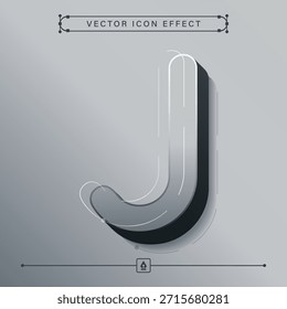 Icono de letra J gris tecno 3d con diseño futurista moderno e ilustración de concepto de Aprobación