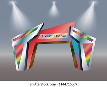 3D Techno shape Gate with spotlight and space for Event Theme. Vector editable.