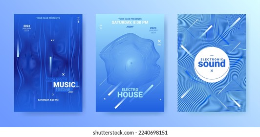 3d Techno Sound Flyer. Electronic Dance Cover. Party Music Poster.