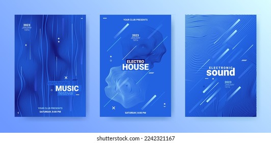 3d Techno Sound Flyer. Electronic Music Poster. Party Dance Cover.