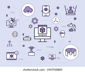 3D technology icon composition. flat design style minimal vector illustration.