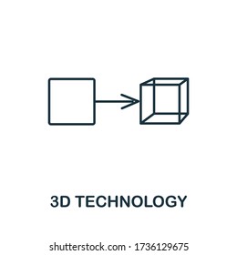 3D Technology icon from 3d printing collection. Simple line 3D Technology icon for templates, web design and infographics
