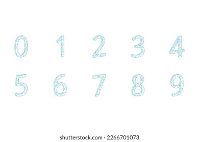 Schriftart mit 3D-Nummern von eins bis zehn