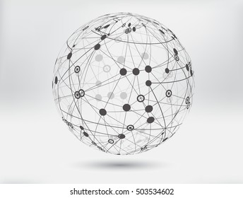 3d Technology Sphere.Wireframe Sphere.Vector Illustration.