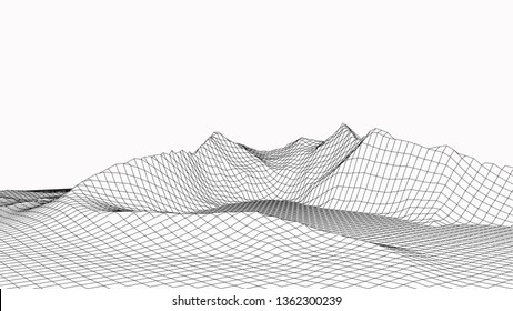 3d technology vector illustration. Abstraction. Landscape design of mountains.