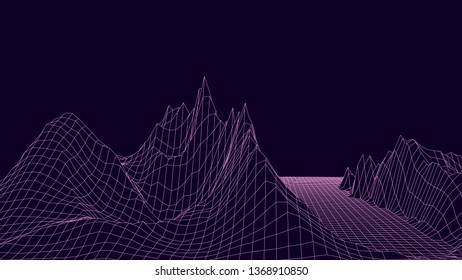3d technology vector illustration. Abstraction. Landscape design of mountains.