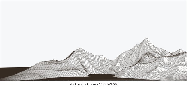 3d technology vector illustration. Abstraction. Landscape design of mountains.