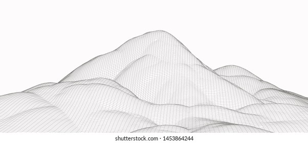 3d technology vector illustration. Abstraction. Landscape design of mountains.