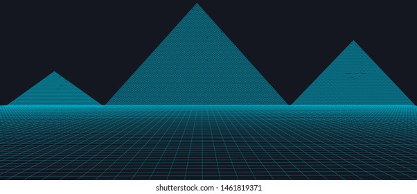 3D technology vector illustration. Abstraction. Landscape design of the pyramids.