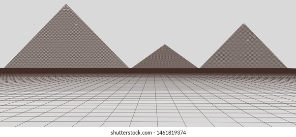 3D technology vector illustration. Abstraction. Landscape design of the pyramids.