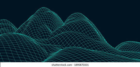3d technology vector illustration. Abstraction. Landscape design of mountains.