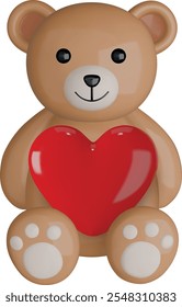 urso de pelúcia 3d com coração. dia dos namorados ursinho de pelúcia