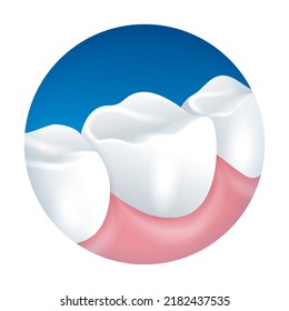 3D-Zahnsymbol für Mundwäsche, Zahnpasta oder andere Mundpflegemittel. Einzigartiges Vektorpiktogramm