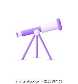 3d telescope isolated on white background. Can be used for many purposes. Trendy and modern vector in 3d style.