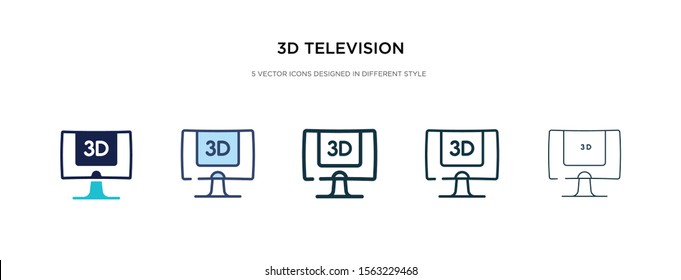 3d television icon in different style vector illustration. two colored and black 3d television vector icons designed in filled, outline, line and stroke style can be used for web, mobile, ui