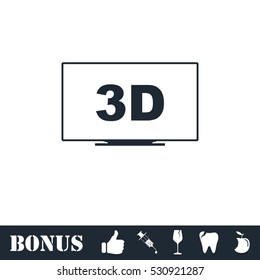 3D Television icon flat. Vector illustration symbol and bonus pictogram