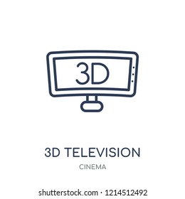 3D Television icon. 3D Television linear symbol design from Cinema collection. Simple outline element vector illustration on white background.