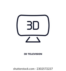 3d television icon. Thin line 3d television icon from cinema and theater collection. Outline vector isolated on white background. Editable 3d television symbol can be used web and mobile