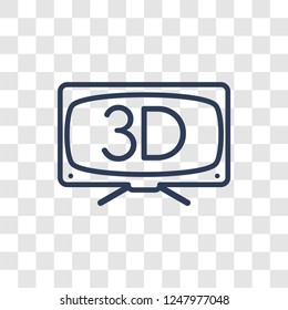 3D Television icon. Trendy linear 3D Television logo concept on transparent background from Cinema collection