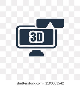 3D Television vector icon isolated on transparent background, 3D Television transparency concept can be used web and mobile