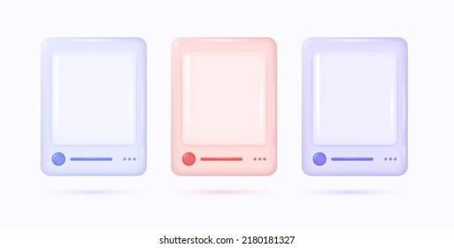 3d template of shiny frame for social media post. element for the design of advertising banner or poster. vector illustration in realistic style isolated on white background.