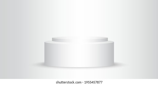 3d template with white podium on light background. Award winner, product display. Stock image. Vector illustration. EPS 10.