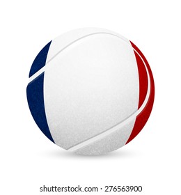 3D tennis balls with French flag isolated on white. Vector EPS10 illustration. 