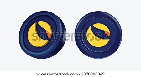 3d Terra Classic Cryptocurrency Coin (LUNC) on white background. Vector illustration