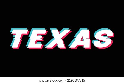 3d Texas glitzernder Texteffekt, stylischer Typografie-Stil, mit buntem Farbverlauf- und Schatteneffekt-Konzept, Verwendung für Logo-Marke und Zitat
