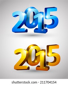 3d text 2015 happy new year design. Vector illustration.  