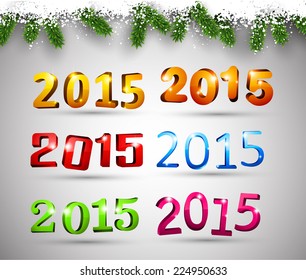 3D-Text 2015 glücklich neues Jahr Design. Vektorgrafik.  