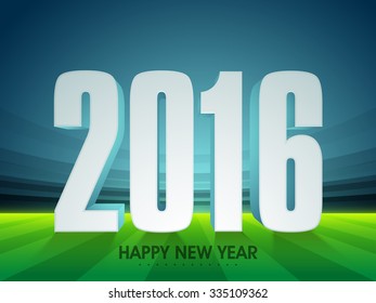3D text 2016 on glossy stadium background for Happy New Year celebration.