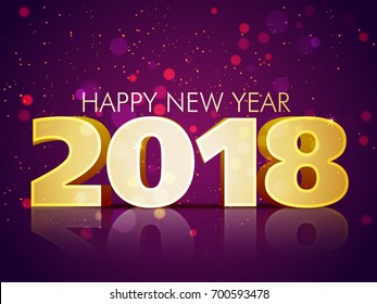 3D text 2018 on shiny purple background, Happy New Year concept.