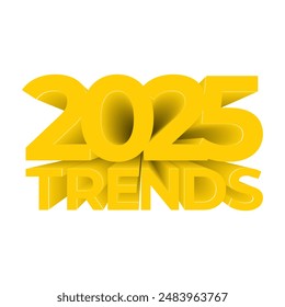 Texto 3d 2025 Tendencias aisladas sobre fondo blanco