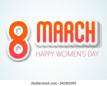 3D text 8 March on blue background for Happy Women's Day celebration.