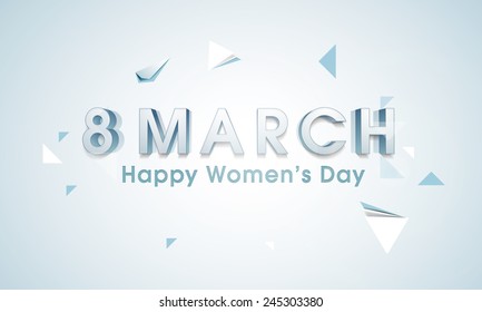 Texto 3D 8 de marzo para la celebración del Día de la Mujer Feliz con fondo azul abstracto. 