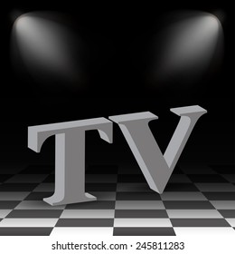 3D text in the background of a chessboard