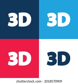 3D Text blue and red four color minimal icon set