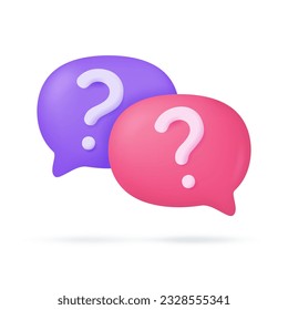 3d text box. Speech bubble dialog dialogue. questions and answers. 3D Vector Illustration.