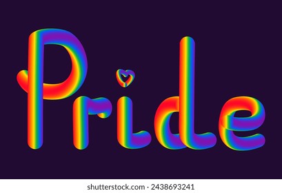 3D text in the colors of the LGBT flag. Pride month concept.