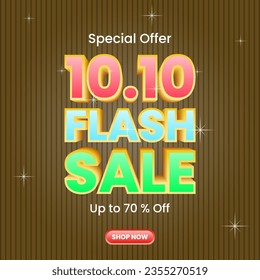 3d text design for 10 10 Flash Sale. modern, elegant, cheerful and colorful concept. used for poster, promotion, banner, advertising or ads
