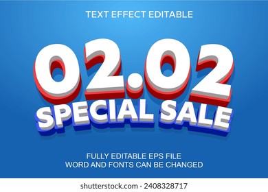 3D text effect 02.02 sale vector editable