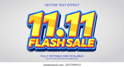 3D text effect 11.11 flash sale vector